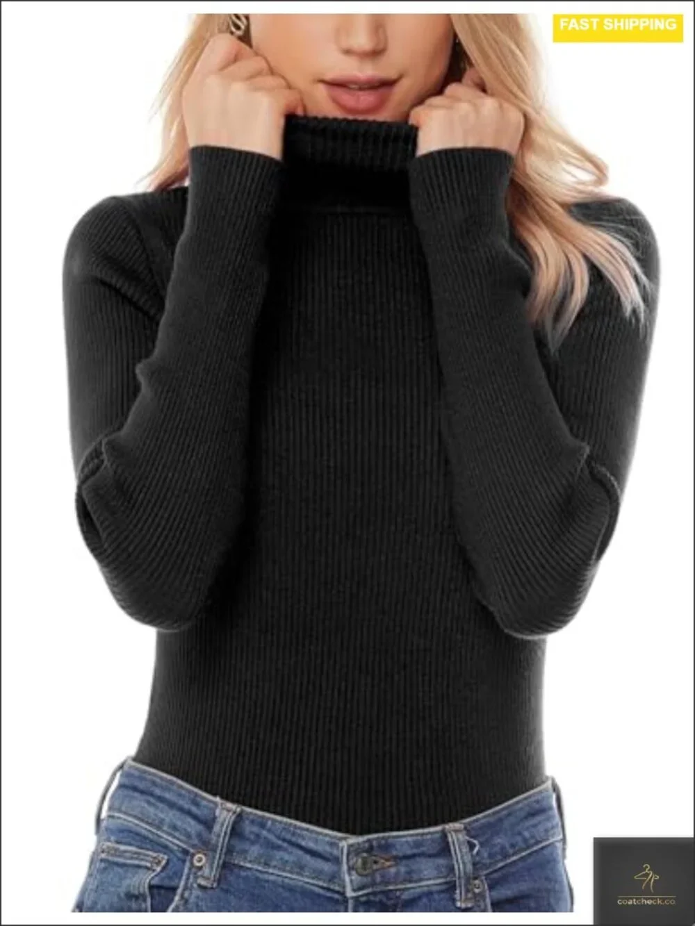 Slim Fit Rib Knit Turtleneck Pullover Sweater